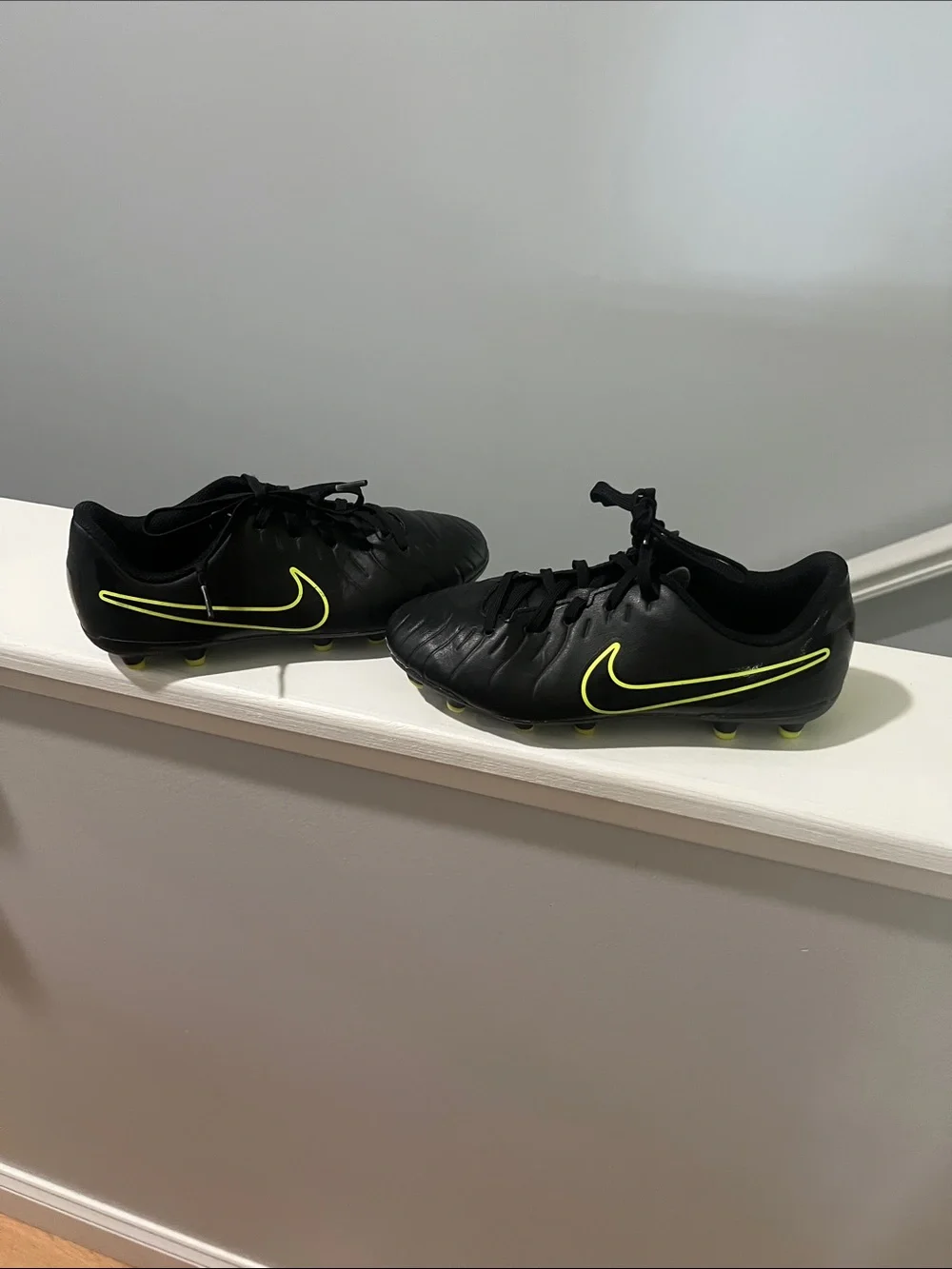 Nike Tiempo Legend Club 3Y 3 Black Soccer Cleats with Neon Yellow Swoosh